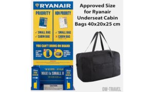 approved size for ryanair underseat cabin bags