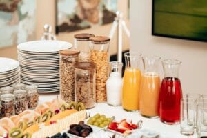 Assorted Breakfast Buffet with Juices and Cereals