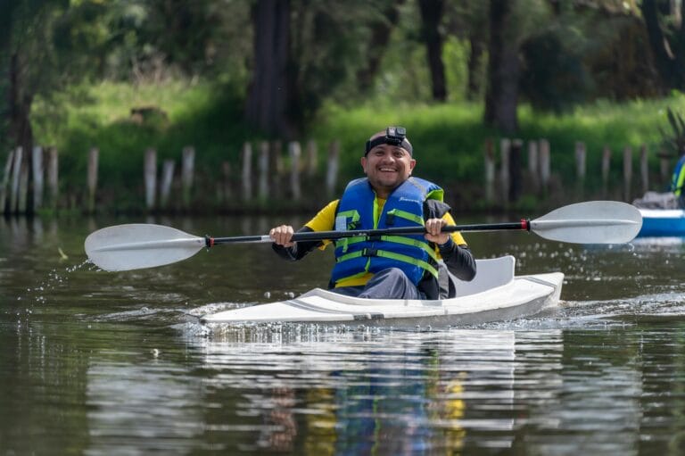 Happy Man in Kayak