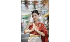 Woman in Traditional Thai Dress in Bangkok