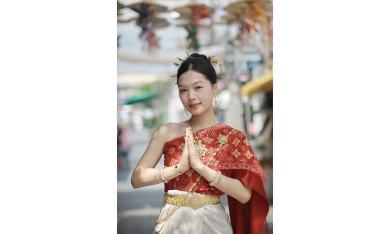 Woman in Traditional Thai Dress in Bangkok