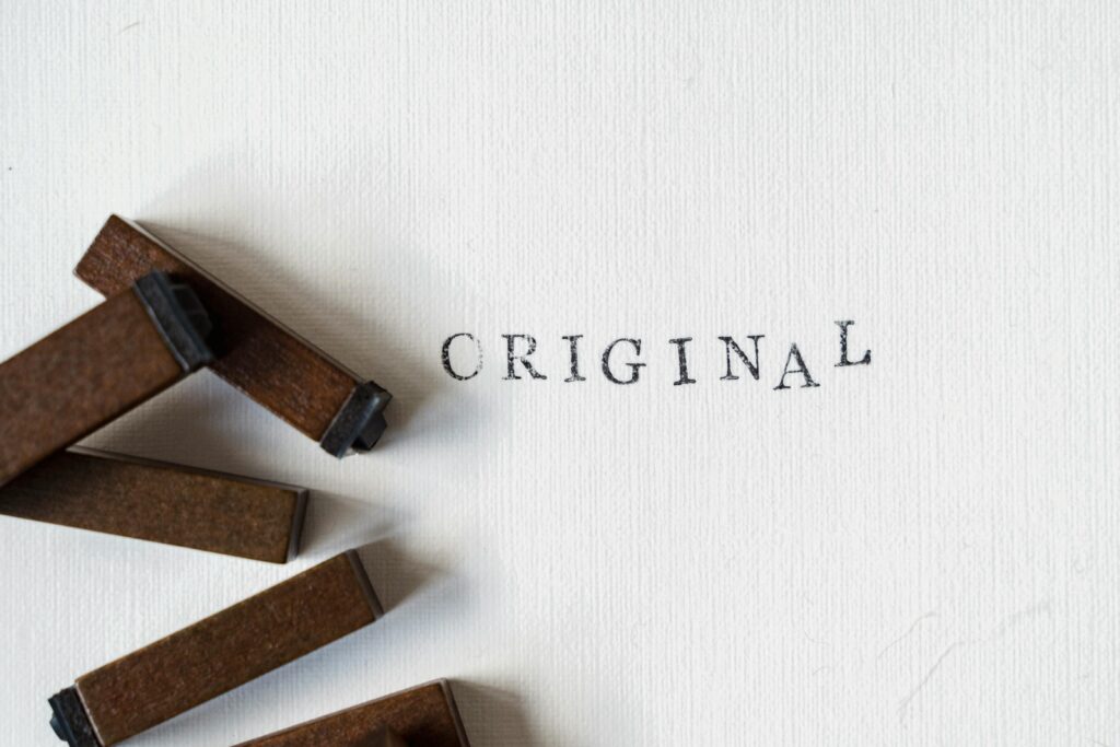 Original Word Stamped on Paper