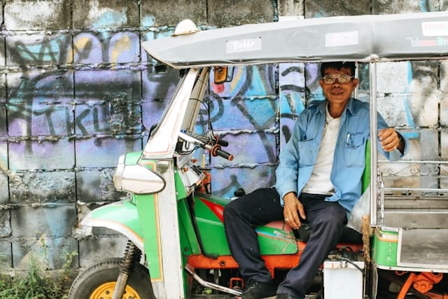 A street shot from tuktuk driver in Bangkok, Thailand