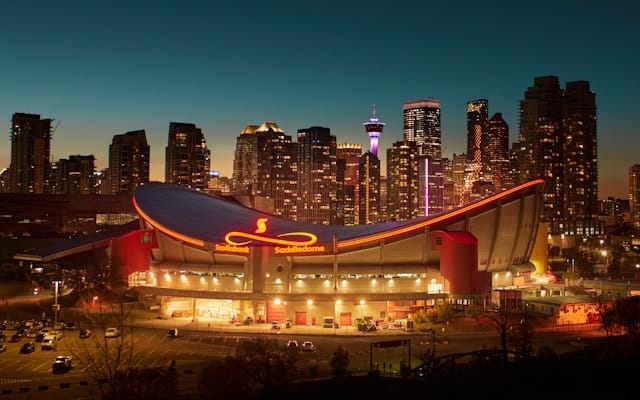 Scotiabank Saddledome is a multi-use indoor arena in Calgary, Alberta, Canada. Located in Stampede Park in the southeast end of downtown Calgary, the Saddledome was built in 1983.