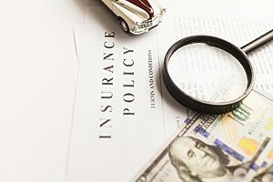 Close-up of travel insurance policy document