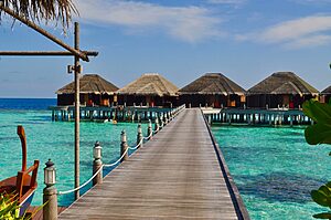 Overwater villa at a private island resort for couples